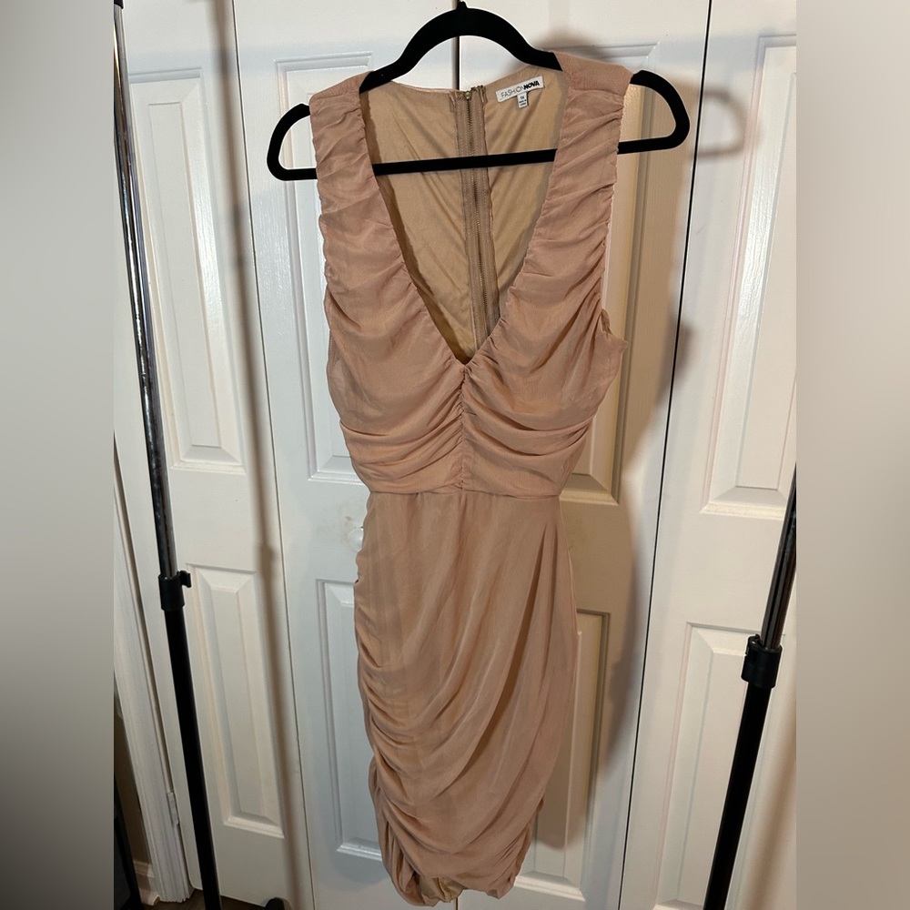 Tan fashion nova midi dress